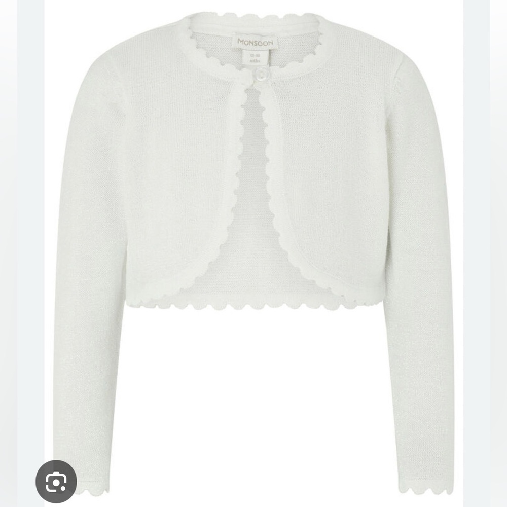 NWT Monsoon Children’s Ivory Sweater w/raised flowers Baby Niamh Cropped Ivory